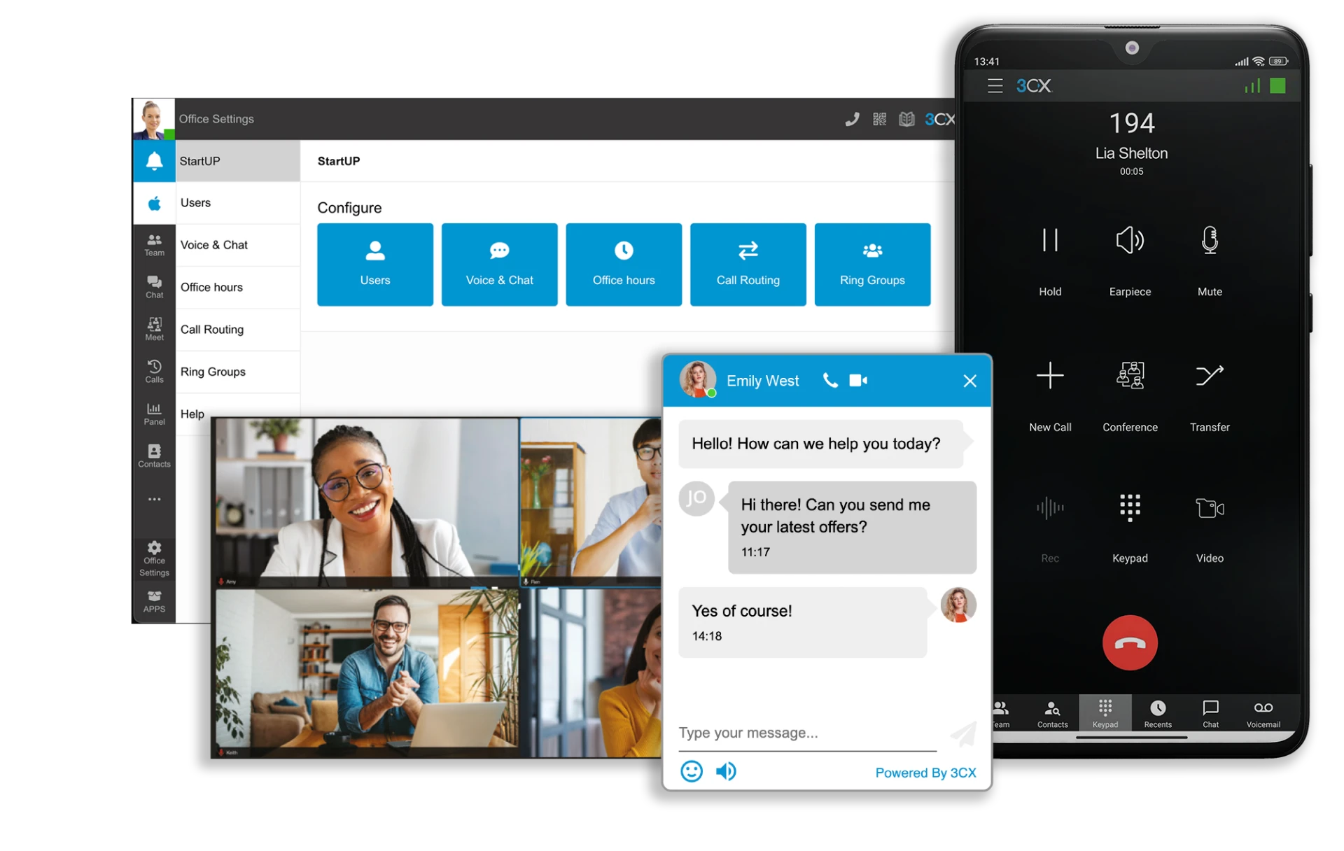 3CX communications system on desktop and mobile